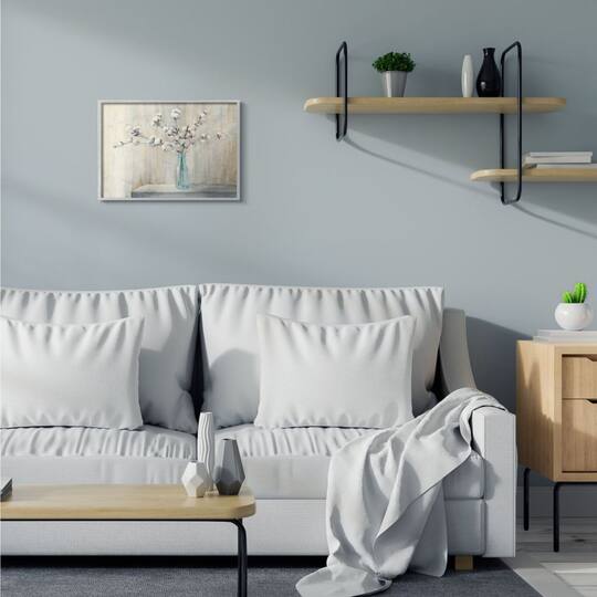 Stupell Industries Beautiful Cotton Flower Gray Framed Wall Art